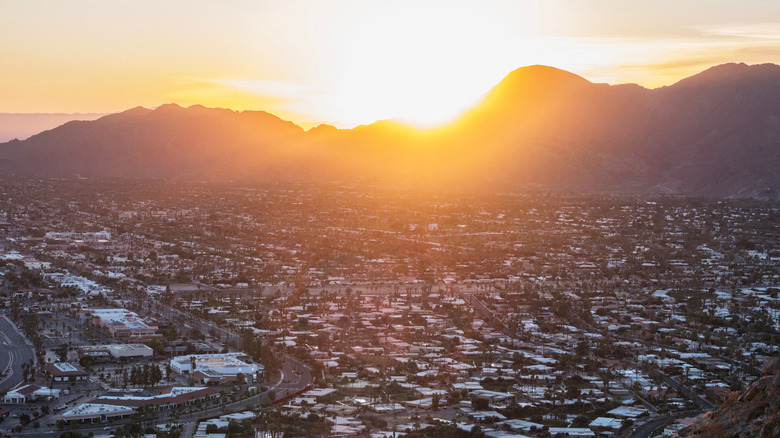 Sunset over the city of Palm Desert, California