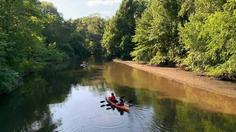 Kayaking on a river in Cranford