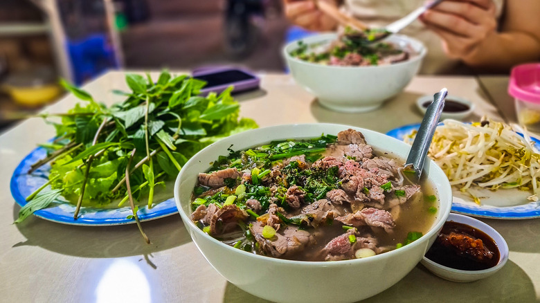 A table full of Vietnamese food