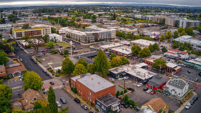 An aerial view of the suburbs of Beaverton, Oregon