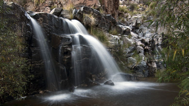 Seven Falls flowing in Bear Canyon in Tucson, Arizona