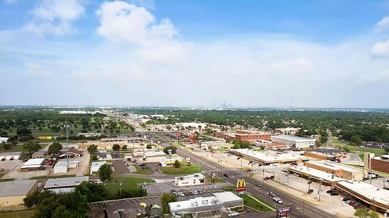 Aerial view of Midwest City with Oklahoma in the distant