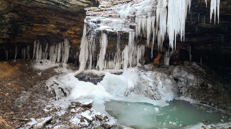 Frankfort Mineral Springs Falls during the winter
