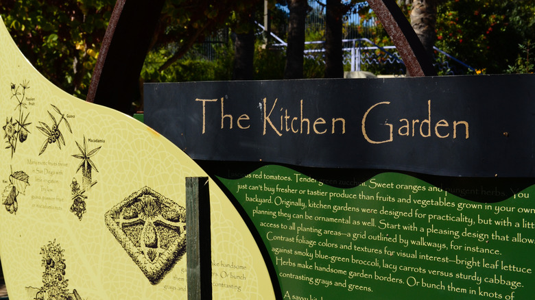 The Kitchen Garden sign at the Water Conservation Garden, El Cajon, California