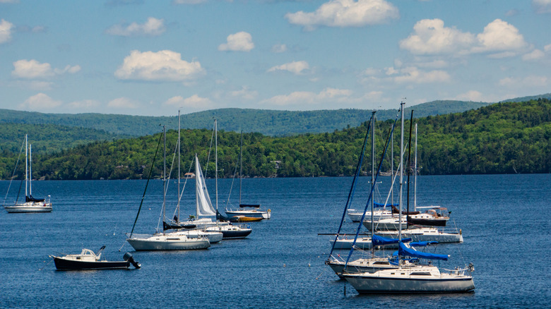 Sailboats on Lake Champlain in Colchester, Vermont