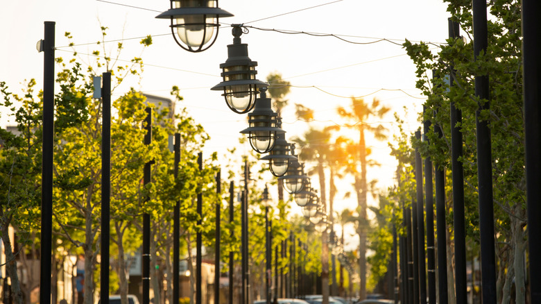 Downtown Lancaster, California, at sunset