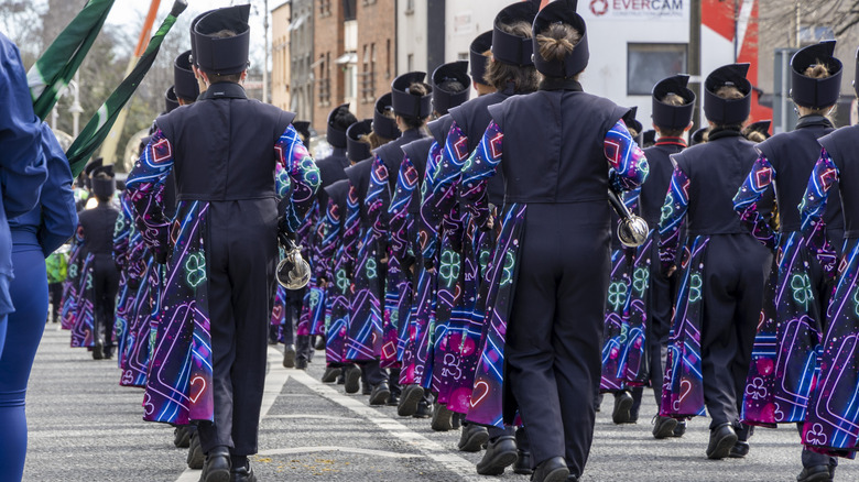 Band from Clover, South Carolina marching in a St. Patrick's Day parade in Ireland.
