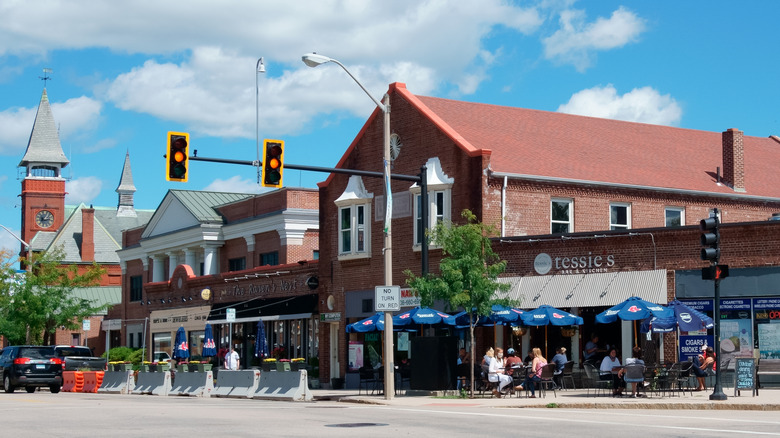 Buildings including Tessie's Bar and Kitchen in downtown Walpole