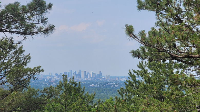 The view of Boston from the Skyline Trail in the Blue Hills Reservation in Massachusetts
