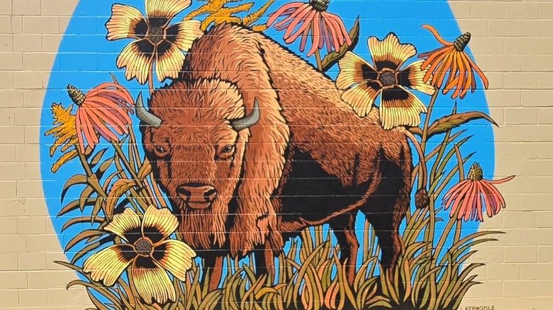 Bison mural in Winfield, Kansas