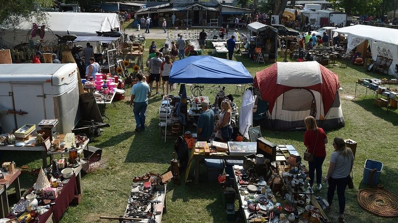 Vendors, tents, at Sparks Flea Market