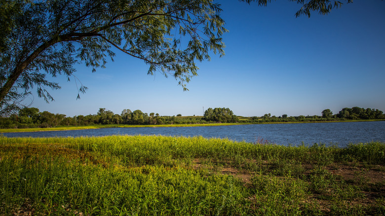 El Dorado Lake surrounded by greenery in Butler County, Kansas