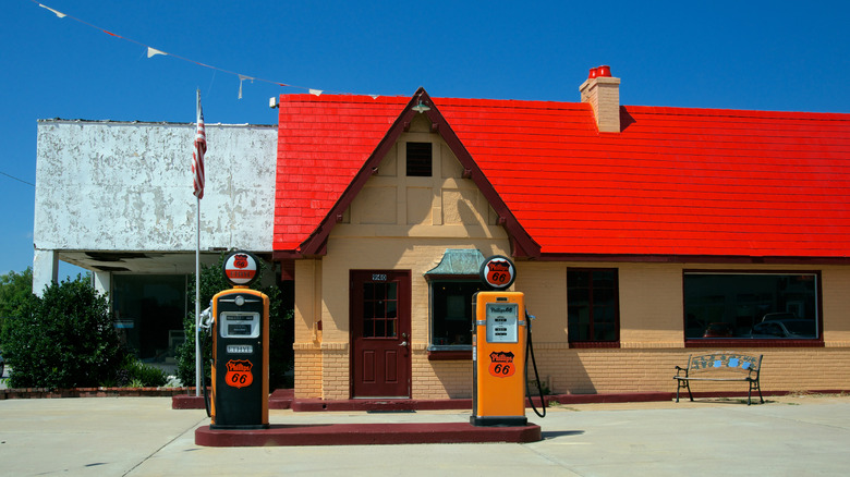 Old historical gas pumps in Baxter Springs
