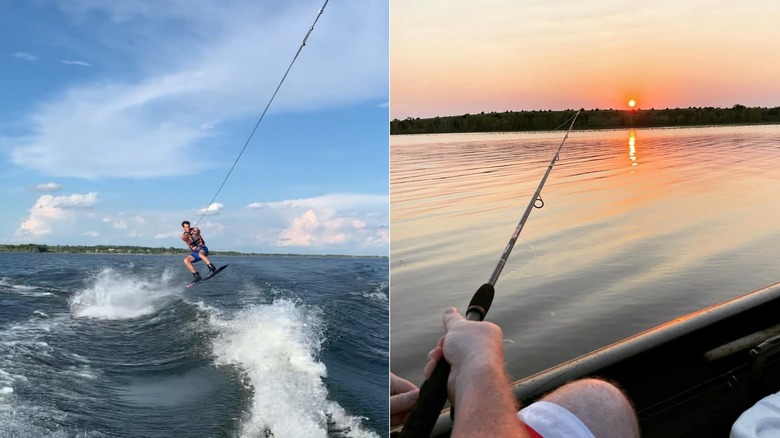 Wakeboarding & fishing at Cedar Bluff Reservoir in Kansas