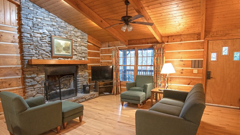 Interior of Log Cabin Cottages at Natural Bridge State Resort Park