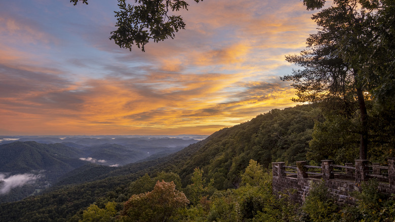 Overlook at sunset in Kingdom Come State Park, Kentucky