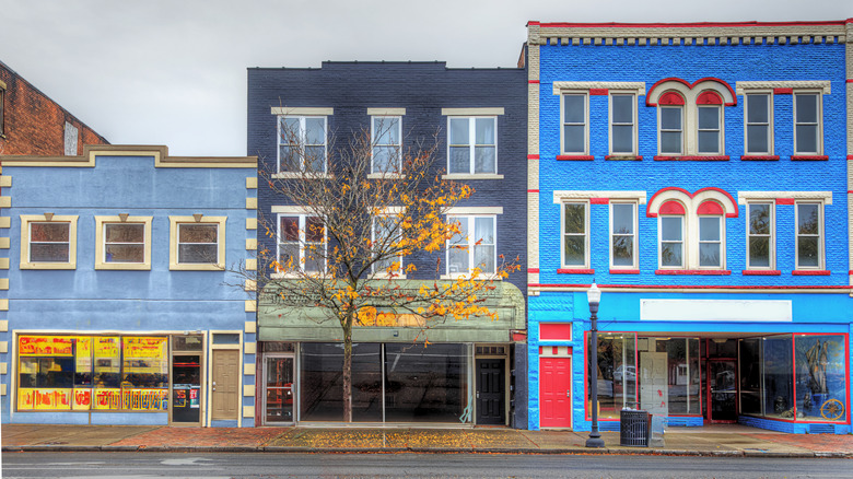 Colorful buildings in Ashland, Kentucky's historic downtown