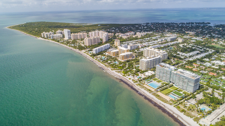 Aerial view of Key Biscayne's eastern coast