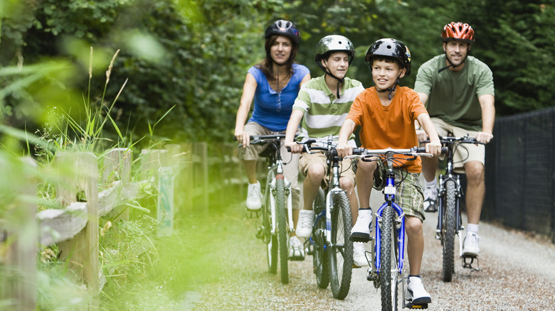 Family bike riding