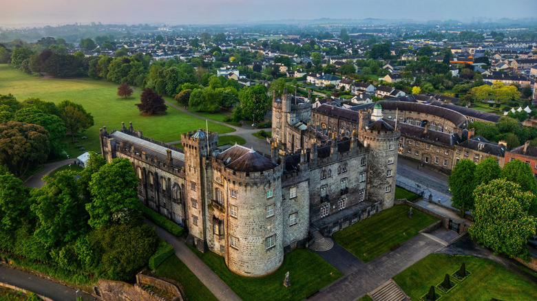 Aerial view of Kilkenny Castle in Kilkenny, Ireland