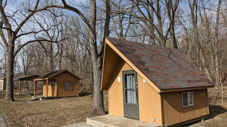 The camper cabins at Kiser Lake State Park