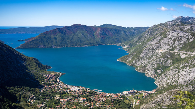 Panoramic view of Risan Bay in Montenegro
