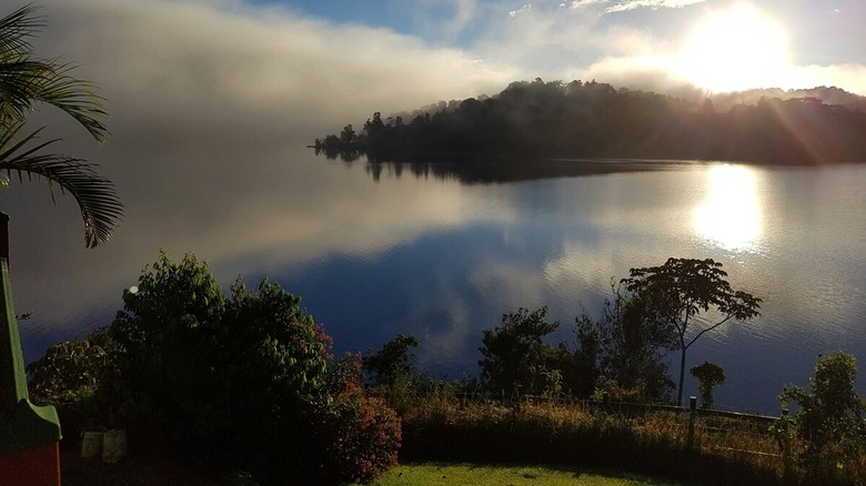 A view from the Airbnb property "Lakefront Paradise" overlooking Lake Carite in Puerto Rico