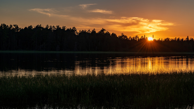 Sunset over Lake Itasca at Itasca State Park, Minnesota