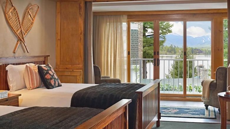 View of guest room at Mirror Lake Inn overlooking the lake