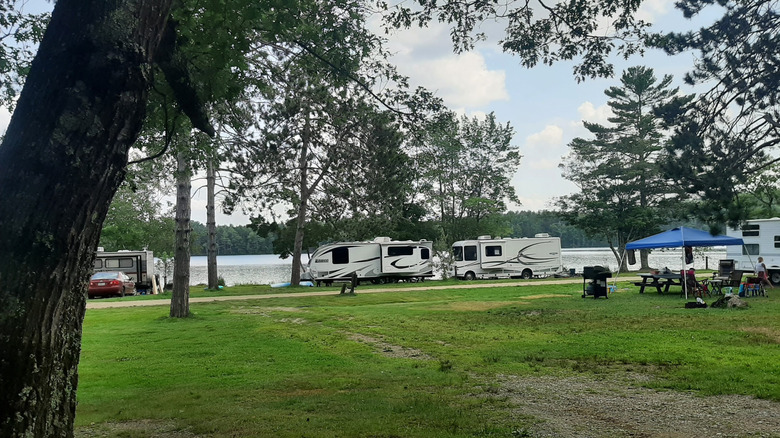 Lakeside camping at Lake St. George State Park in Liberty, Maine