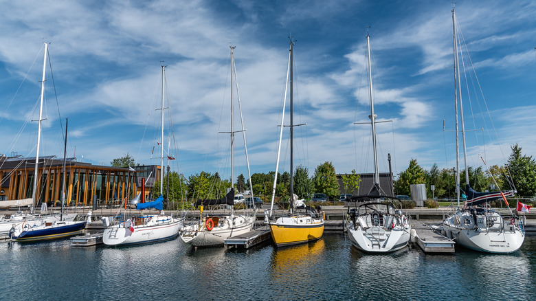 Boats moored in Thunder Bay, Ontario