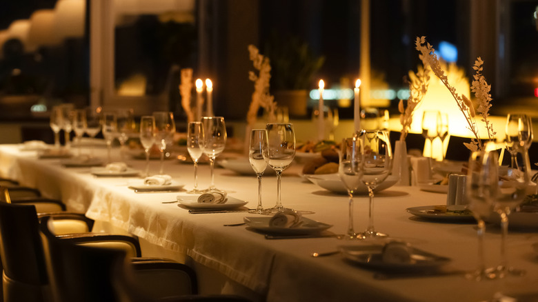 An elegant table setting at a fancy restaurant