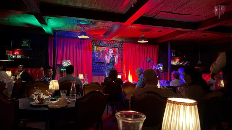 A lounge singer on the stage at Capo's in Las Vegas