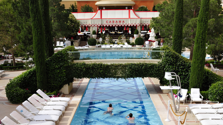 Swimming pool at The Wynn Hotel and casino in Las Vegas.