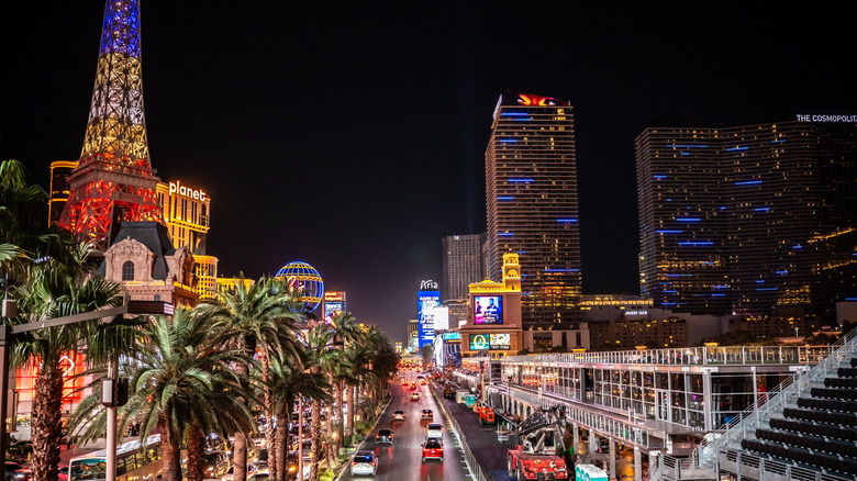 Aerial shot of Las Vegas Strip at night