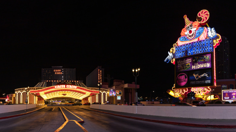 View of Circus Circus hotel and billboard in Vegas
