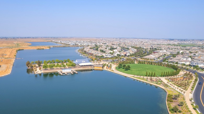 An aerial view of Lathrop, California