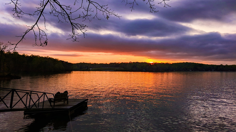 Sunset on Lake Hartwell in Tugaloo State Park near Lavonia, Georgia