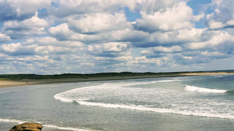 A view of the waves at Martinique Beach Provincial Park on a cloudy day
