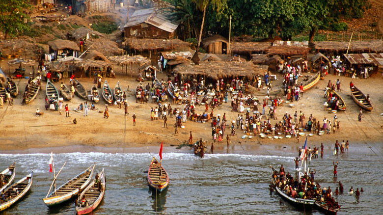 A fishing village around Freetown, Sierra Leone.