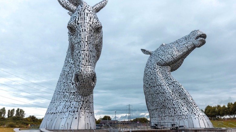 The Kelpies located at The Helix, a park in Falkirk, Scotland