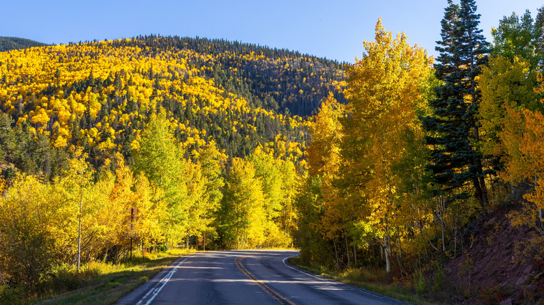Scenic fall foliage landscape alongside the Highway of Legends National Scenic Byway, near Walsenburg, Colorado
