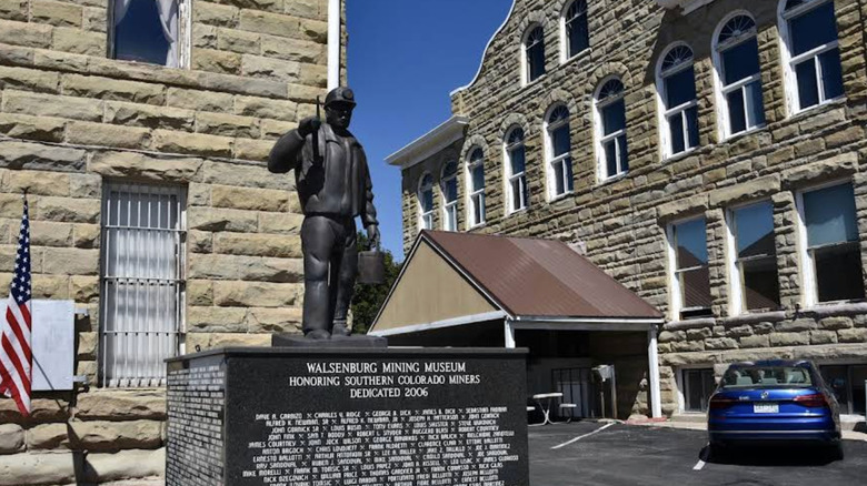Statue outside Walsenburg Mining Museum, Colorado honoring Colorado miners