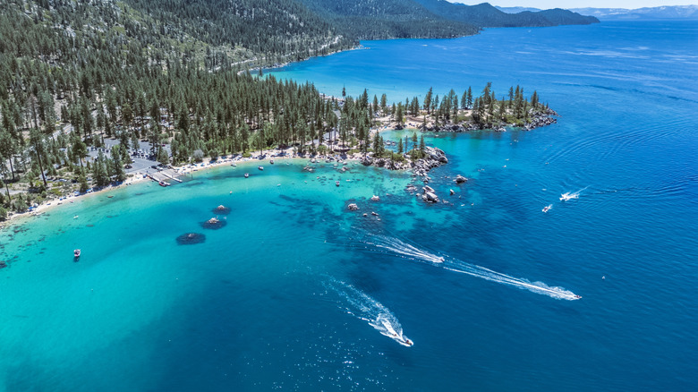 Aerial view of Lake Tahoe during late summer