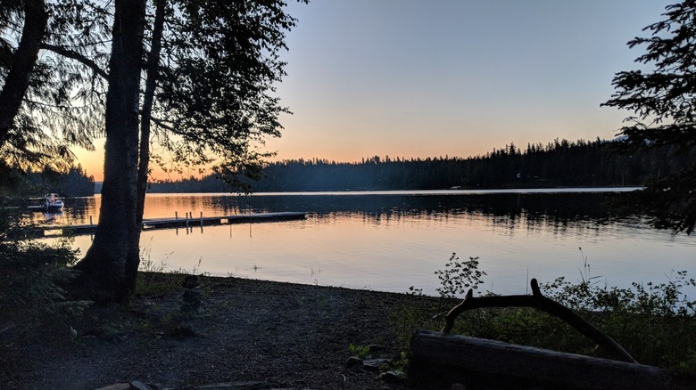 Swan Lake in Montana at sunset