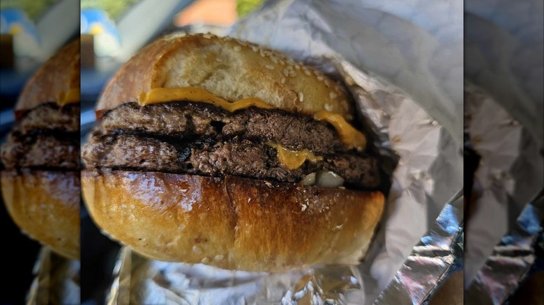 The double-patty cheeseburger at Evergreen Butcher + Baker