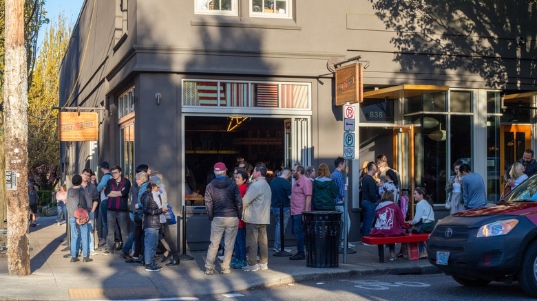 People waiting at Salt & Straw in Portland, Oregon
