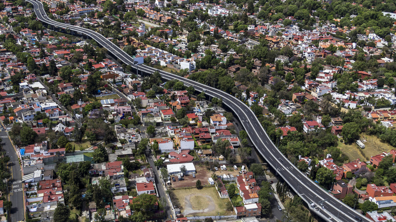 Aerial view of Magdalena Contreras in southwestern Mexico City
