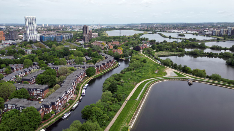 Aerial view of the Walthamstow Wetlands