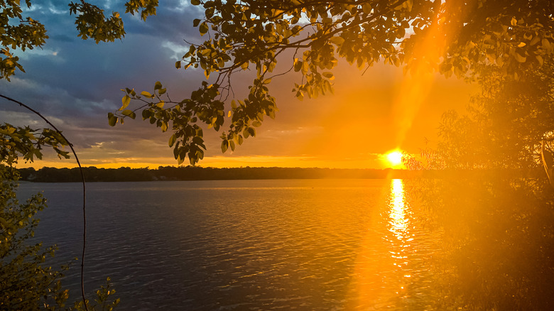 Lake Ronkonkoma on Long Island, New York at sunset